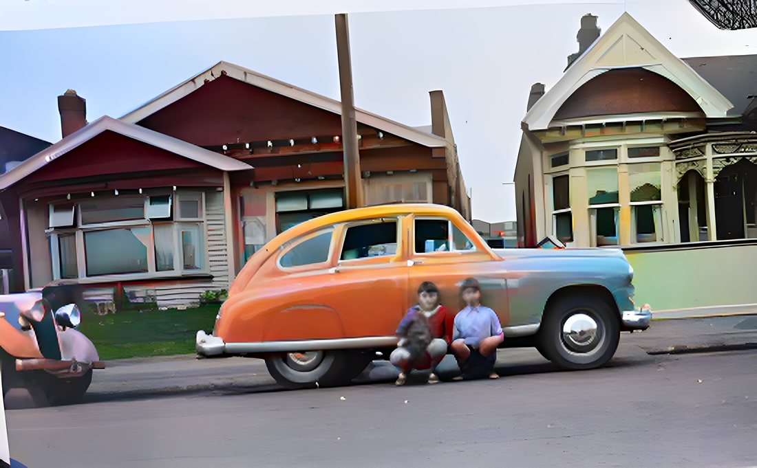 The same photograph, colourised